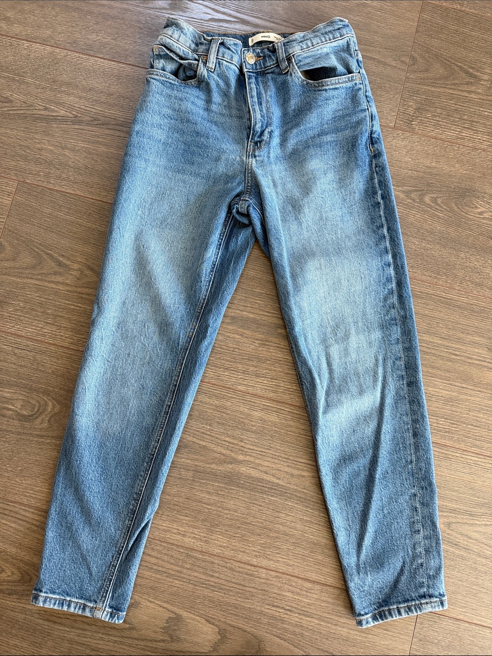Mango MNG New Mom Straight Leg Jeans Medium Wash Size 4 Classic Blue Jeans